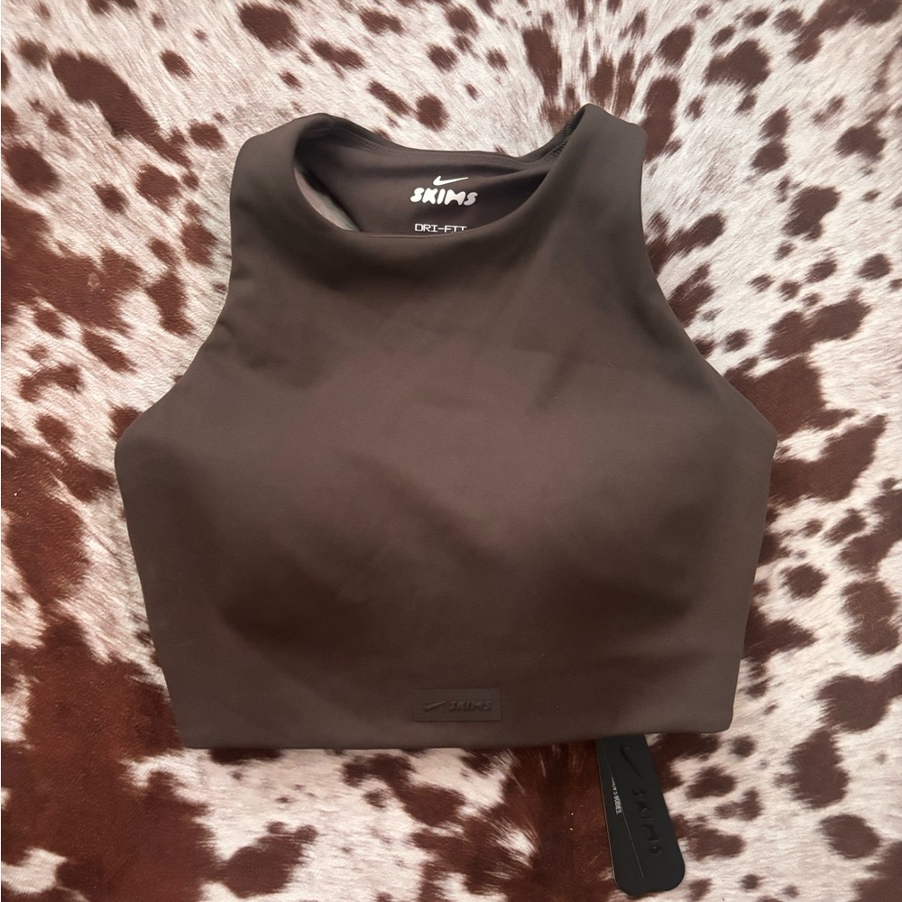 SKIMS dark sepia High-Neck Bra Sz 32c